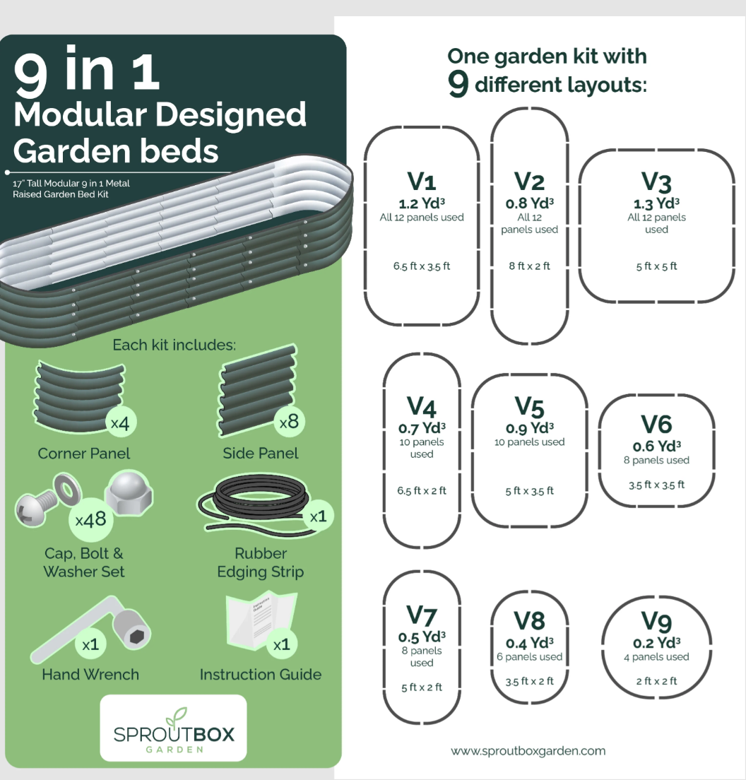 Modular Metal Raised Garden Kit - 17" Sproutbox