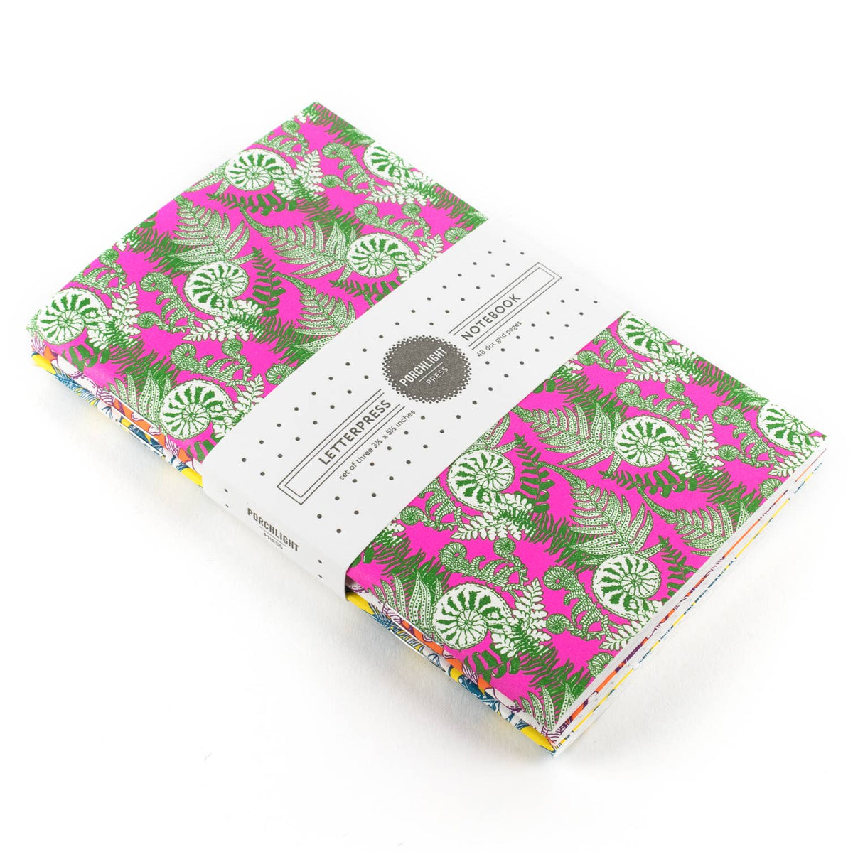 Pocket notebook with bright pink illustrated cover and back label card view