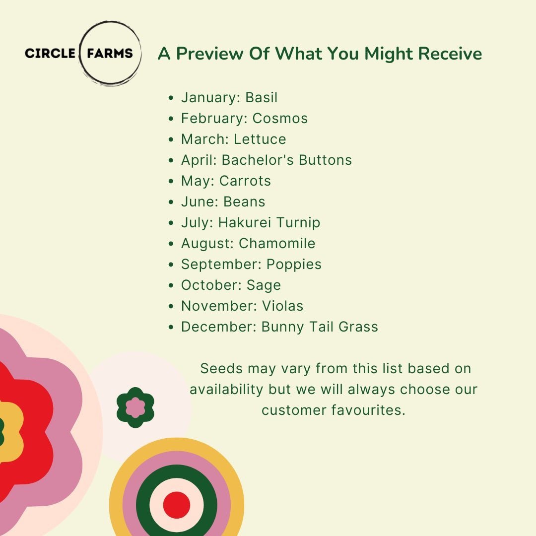 Canadian Seed Subscription - 1 Year Mixed Seeds Gift Subscription - Circle Farms seeds