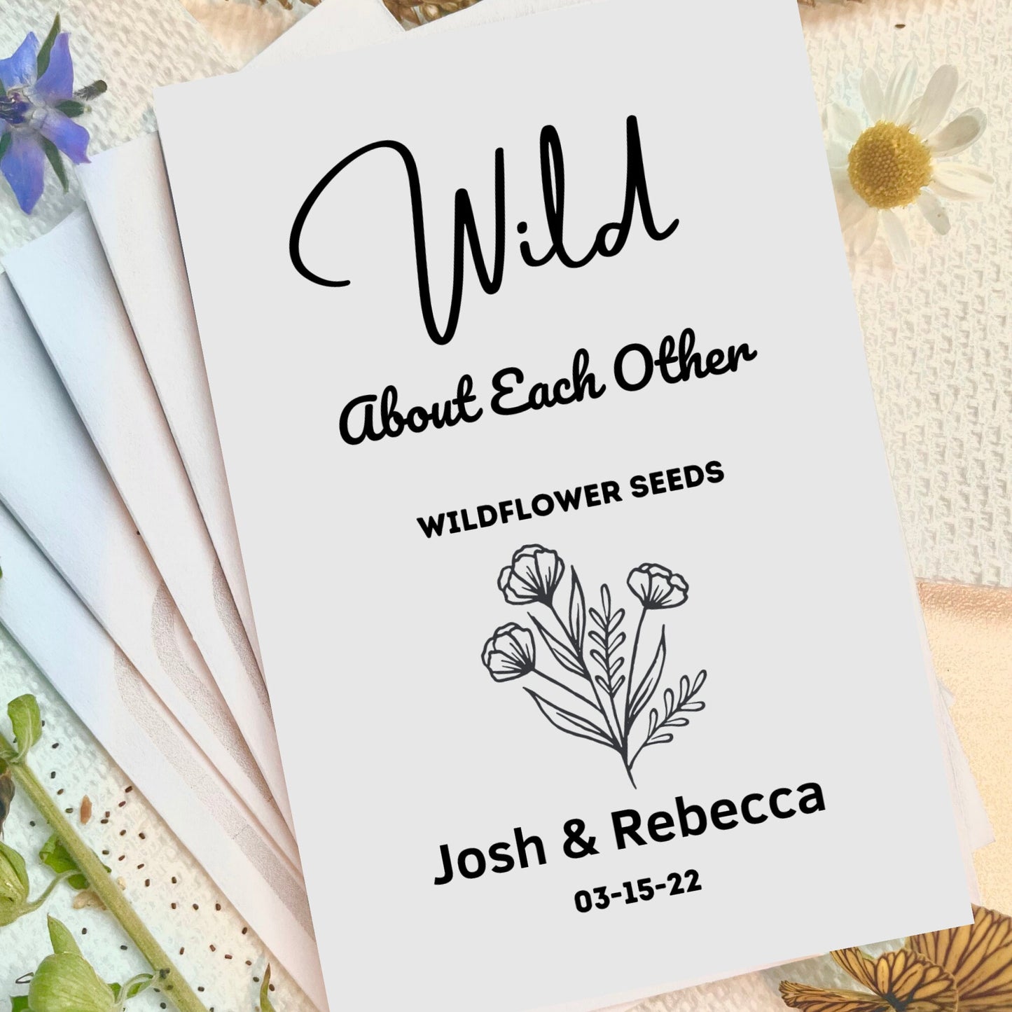 Wedding Favour Seed Envelopes, Personalized Custom Printed White Envelopes