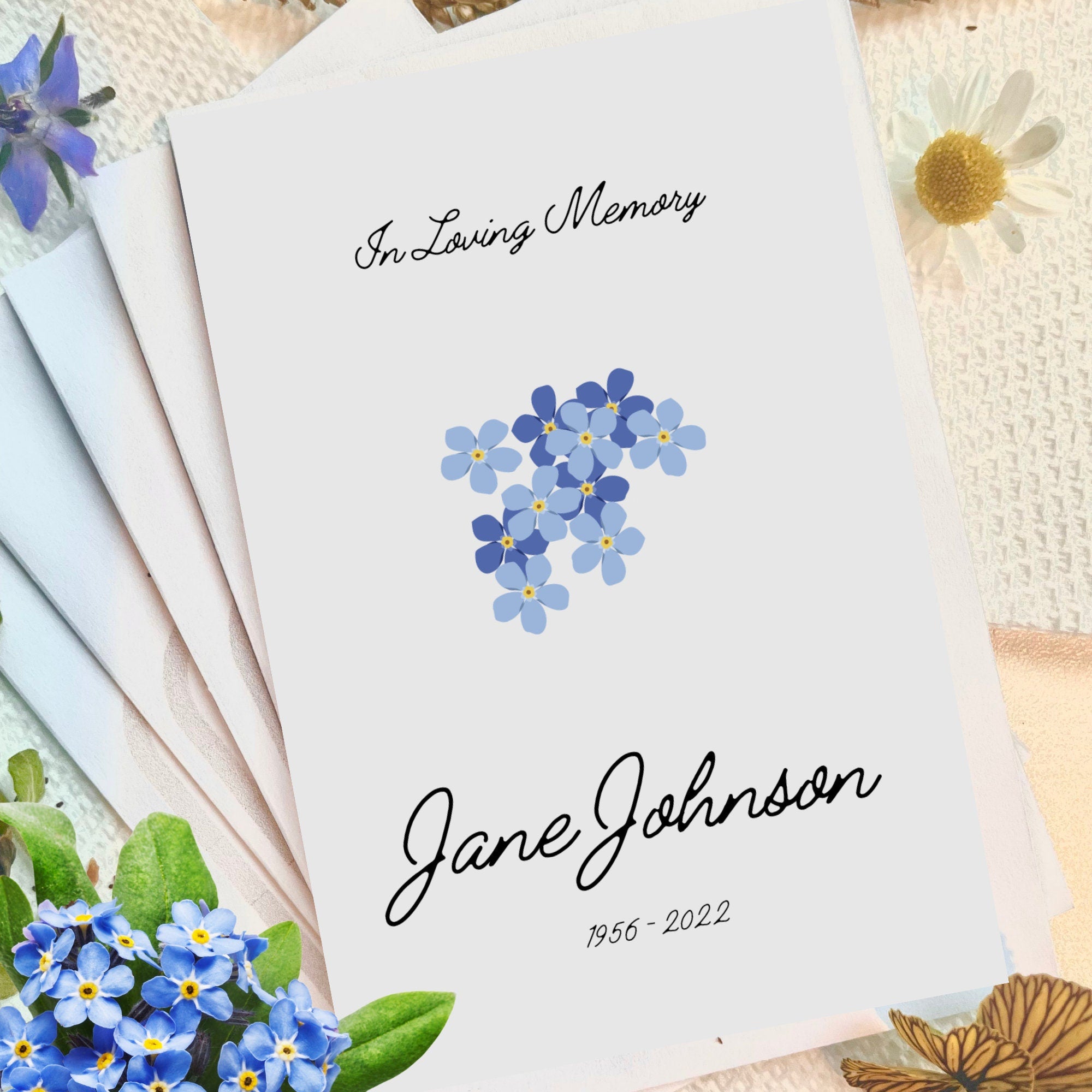 Personalized Celebration of Life Forget Me Not Seed Packages